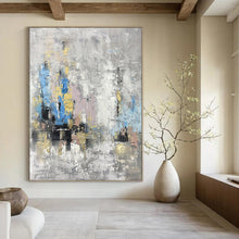 Load image into Gallery viewer, Urban Abstract in Gray &amp; Color – Mixed - Media Cityscape Inspired DTP248
