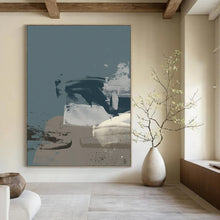 Load image into Gallery viewer, Muted Shapes in Blue &amp; Gray – Abstract Mixed - Media with Subtle Marks DTP242
