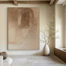 Load image into Gallery viewer, “Abstract Brown Sketch” - Minimalist Line Art on Canvas DKH1659
