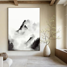 Load image into Gallery viewer, Ink Wash Mountains – Black and White Traditional - Inspired Abstract DTP207
