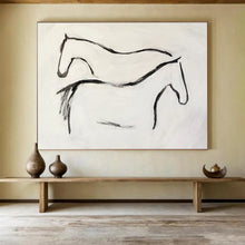 Load image into Gallery viewer, Minimalist Horse Silhouette Painting on Canvas - “Elegant Equines” DKH751
