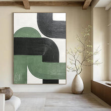 Load image into Gallery viewer, “Intertwined Green and Black Arches” - Green, Black Abstract Art on Canvas DKH1171
