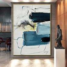 Load image into Gallery viewer, Custom Large Dynamic Blue Abstract - Perfect for Creative Studio &amp; Trendy Bar LargeART0779
