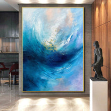 Load image into Gallery viewer, Blue Abstract Vortex Art – Great for Coastal - themed Living Room &amp; Creative Conference Room LargeART0683

