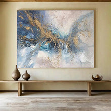 Load image into Gallery viewer, Abstract Gold “Blue - Gold Swirl” Painting on Canvas, Luxurious Modern Art DKH880
