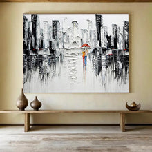 Load image into Gallery viewer, City Rain “Romantic Urban” Painting on Canvas, Impasto Cityscape Art DKH895
