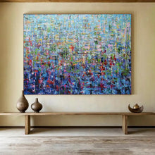 Load image into Gallery viewer, Hand - painted Oversized Blue Abstract Mosaic Acrylic Art for Modern Home Offices LargeART1796

