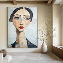 Load image into Gallery viewer, Mixed - Media Abstract Portrait, Earth - Toned Textured Art for Bohemian Living Room &amp; Eclectic Gallery Wall LargeART2218
