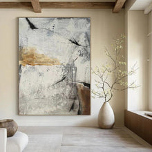 Load image into Gallery viewer, “Abstract Gray and Beige Textures” – Layered gray and beige textures, with bold black strokes. DTP338
