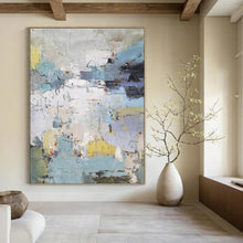 Load image into Gallery viewer, “Abstract Landscape Hues” ，Muted blues, grays, yellows, and hints of red, with a fragmented, abstract composition. DTP312
