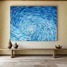 Load image into Gallery viewer, Blue Swirl Abstract Painting on Canvas - “Ocean Whirlpool” DKH789
