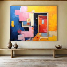 Load image into Gallery viewer, Geometric Doorway Abstract Painting on Canvas - “Architectural Pop” DKH642
