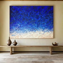 Load image into Gallery viewer, Blue Splash “Night Sky Ocean” Painting on Canvas, Celestial Abstract Art DKH844
