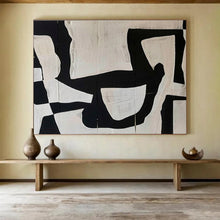 Load image into Gallery viewer, Monochrome Abstract Painting on Canvas - “Black and White Shapes” DKH745
