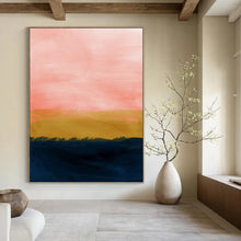 Load image into Gallery viewer, Pink and Gold Sunset Abstract Art, Perfect for Bohemian Living Room &amp; Dreamy Bedroom LargeART2022
