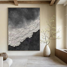 Load image into Gallery viewer, “Black and White Textured Cliff” – Thick, white textured “cliff” against a dark gray background. DTP339
