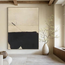 Load image into Gallery viewer, Minimalist Beige - Black Abstract 2 Canvas Painting, Suited for Modern Studio &amp; Art - Inspired Bedroom LargeART1166
