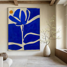 Load image into Gallery viewer, Blue and Orange Floral Abstract Art for Tropical - themed Bedroom &amp; Modern Garden Café LargeART0949
