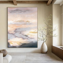 Load image into Gallery viewer, “Gilded Skies” - Blush, white, blue, and gold, capturing a sunlit cloudscape DTP166
