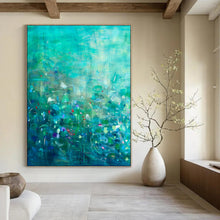 Load image into Gallery viewer, Teal Abstract Landscape Painting, Ideal for Nature - Lover’s Bedroom &amp; Modern Office LargeART1859
