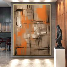 Load image into Gallery viewer, Orange - Gray Abstract Acrylic for Dining Room &amp; Creative Studio LargeART0816
