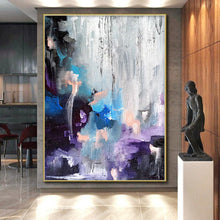 Load image into Gallery viewer, Hand - painted Large - sized Blue - Purple Abstract Composition Acrylic Art for Artistic Lounges LargeART0069
