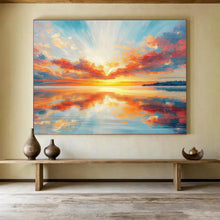Load image into Gallery viewer, Vivid Sunset Seascape Abstract Painting on Canvas - “Blazing Horizons” DKH622
