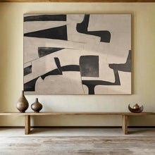 Load image into Gallery viewer, Black &amp; White Geometric Abstract Art for Modern Office &amp; Minimalist Café DKH085
