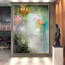 Load image into Gallery viewer, Hand - painted Substantial Dreamy Floral Abstract Acrylic Art for Whimsical Nurseries LargeART0073
