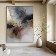 Load image into Gallery viewer, “Neutral - Gold Abstract Fusion” Abstract Painting on Canvas, Luxe Living Room Art DKH1017
