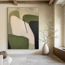 Load image into Gallery viewer, Green &amp; White Geometric Abstract Painting, Ideal for Modern Home Office &amp; Contemporary Lounge LargeART1470

