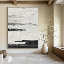 Load image into Gallery viewer, “Minimalist Shores” – Thin black lines, textured white, suggesting distant coasts DTP369

