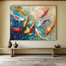 Load image into Gallery viewer, Colorful Koi Fish Abstract Painting on Canvas - “Lucky Carp” DKH705
