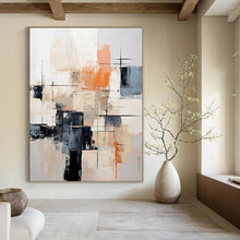 Load image into Gallery viewer, Oversized Hand - painted Neutral &amp; Orange Abstract Acrylic Art for Modern Offices LargeART0175
