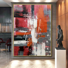 Load image into Gallery viewer, Oversized Bold Red and Gray Abstract Acrylic for Energetic Living Room &amp; Inspiring Home Gym LargeART0313
