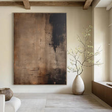 Load image into Gallery viewer, Dark Brown - Black Abstract Painting, Perfect for Industrial - Chic Loft &amp; Moody Home Library LargeART1361
