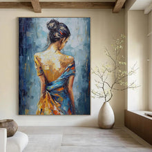 Load image into Gallery viewer, Blue &amp; Orange Figurative Abstract Art, Ideal for Bohemian Bedroom &amp; Artistic Studio LargeART2137
