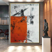 Load image into Gallery viewer, Oversized Rustic Orange - Gray Abstract Acrylic for Farmhouse Kitchen &amp; Industrial - Style Café LargeART0332
