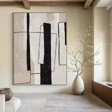 Load image into Gallery viewer, Geometric Black - White Abstract Abstract Canvas Painting, Perfect for Contemporary Office &amp; Art - Inspired Lounge LargeART1135
