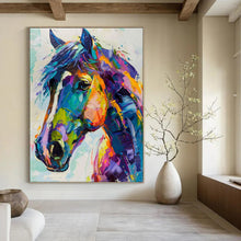 Load image into Gallery viewer, “Vibrant Painted Horse” – Colorful Horse Oil Painting with Bold Brushstrokes DTP086
