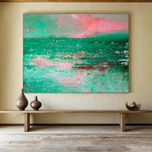 Load image into Gallery viewer, Green - Blue Abstract Sea Painting On Canvas DKH398
