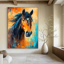 Load image into Gallery viewer, Expressive Abstract Horse Art, Bold Color - Contrasted Painting for Equestrian Lounge &amp; Energetic Home Gym LargeART2210
