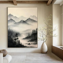 Load image into Gallery viewer, Misty Mountain Landscape Abstract Canvas Painting, Ideal for Zen - Inspired Study &amp; Nature - Themed Living Room LargeART1212
