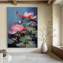 Load image into Gallery viewer, Pink Lotus Floral Abstract Painting, Suited for Zen - Inspired Bedroom &amp; Spa Retreat LargeART1436
