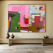 Load image into Gallery viewer, Pink - Dominant Geometric Abstraction Abstract acrylic painting DLZ013
