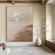 Load image into Gallery viewer, “Warm - Toned Seaside” – Soft beige sky and sea, with a textured, brownish shoreline. DTP341
