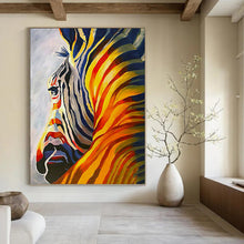 Load image into Gallery viewer, “Vibrant Zebra Abstract” - Color - Infused Striped Animal Art on Canvas DKH1428
