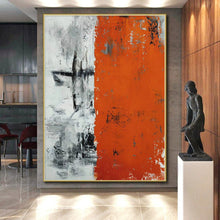 Load image into Gallery viewer, Oversized Orange and Gray Abstract Divide Acrylic for Modern Office &amp; Edgy Art Gallery LargeART0315
