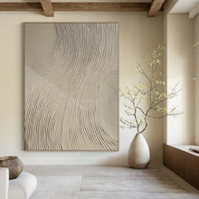 Load image into Gallery viewer, Hand - painted Massive Beige Textured Wave Abstract Acrylic Art for Coastal - Inspired Hallways LargeART0111
