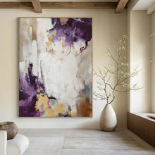 Load image into Gallery viewer, “Purple - Gold Abstract Elegance” Abstract Painting on Canvas, Sophisticated Art DKH1009
